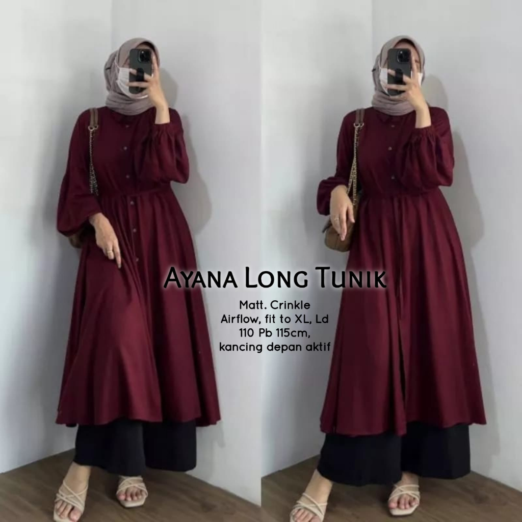 AYANA LONG TUNIK POLOS TERBARU