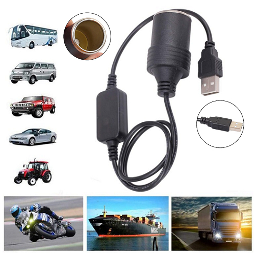 Adapter Plug Mobil USB 5V to 12V Cigarette Plug Power Socket Lighter Female Driving Recorder DVR Dash Camera GPS