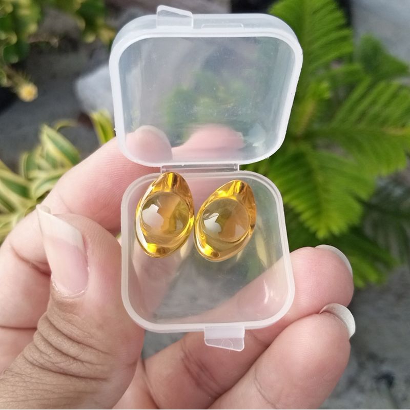 Paket 2 Batu Crystal / Kristal Yellow Yuan Bao Ingot China / Cina