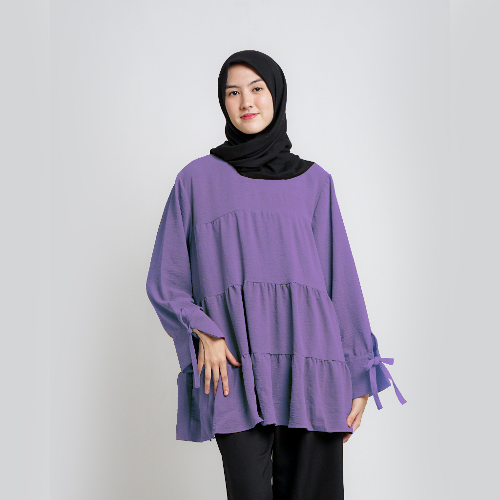 Tunik Dress Crinkle Blouse - Blouse wanita Korean Style - Baju Atasa wanita