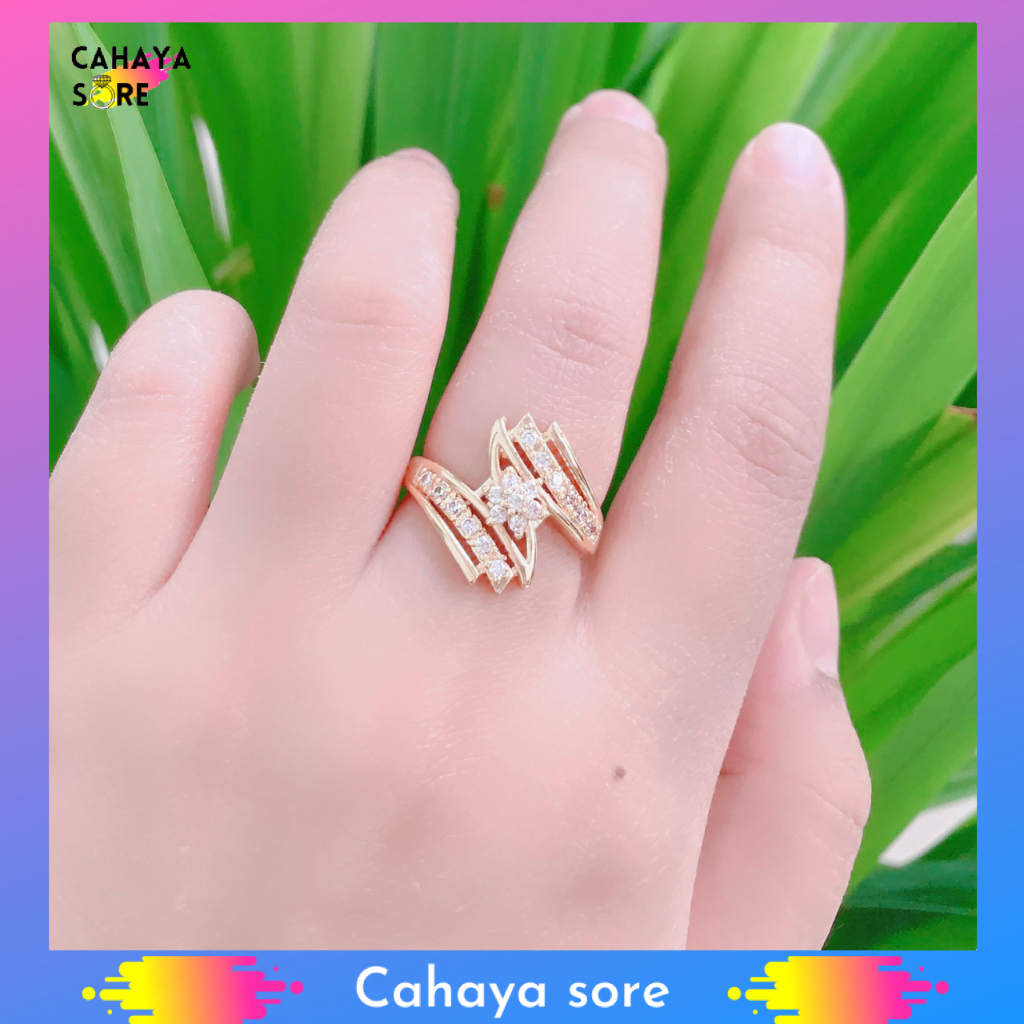 Cincin Xuping Gold Cincin Dewasa Model Permata Tiga Titik CD23