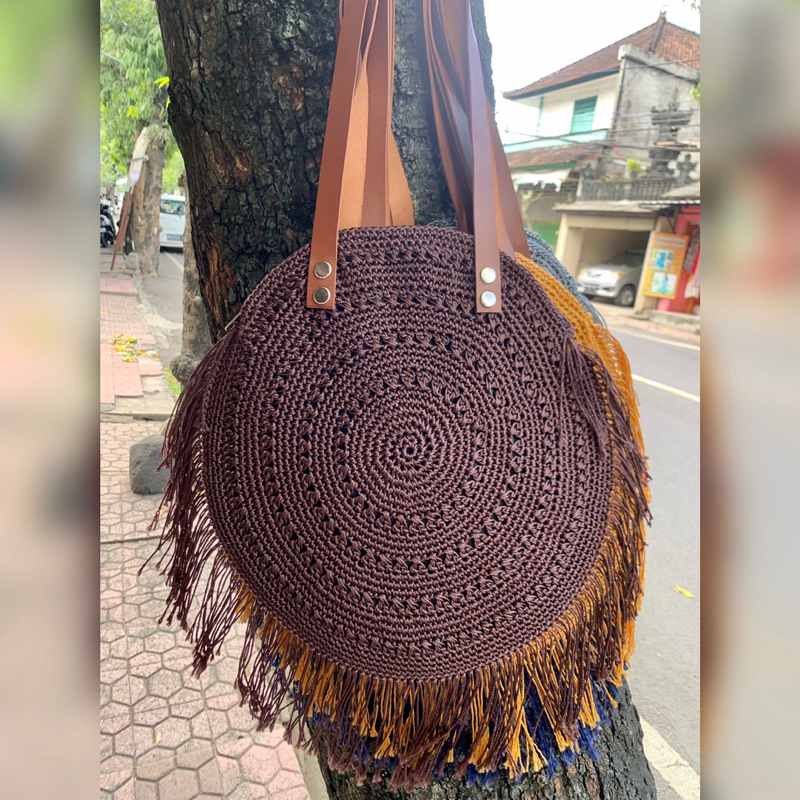 Tas Anyaman Goni Bali Bulat / Tas Bali / Tas Anyaman