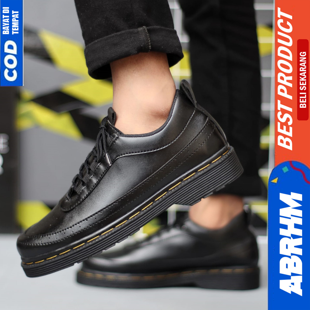 ABRHM Sepatu Formal Docmart Low Boots Pantofel Hitam Kerja Pria