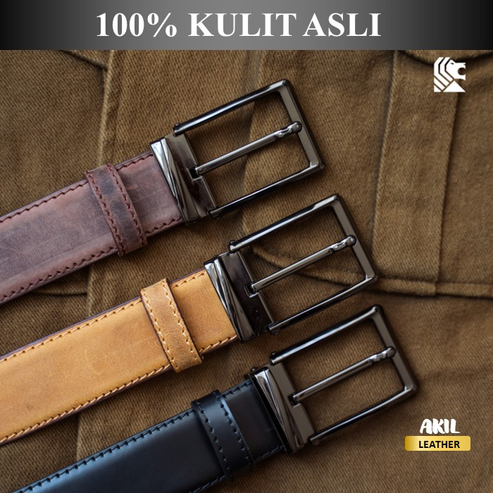 Ikat Pinggang Sabuk Gesper Pria Reven Sayekti Belt Bahan 100% Kulit Sapi Asli Premium Original Branded Keren Terbaru Kekinian