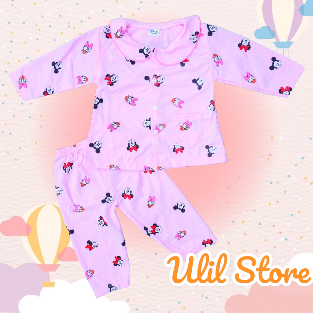 PIYAMA BAYI PEREMPUAN LENGAN PANJANG 3-18 BULAN MOTIF