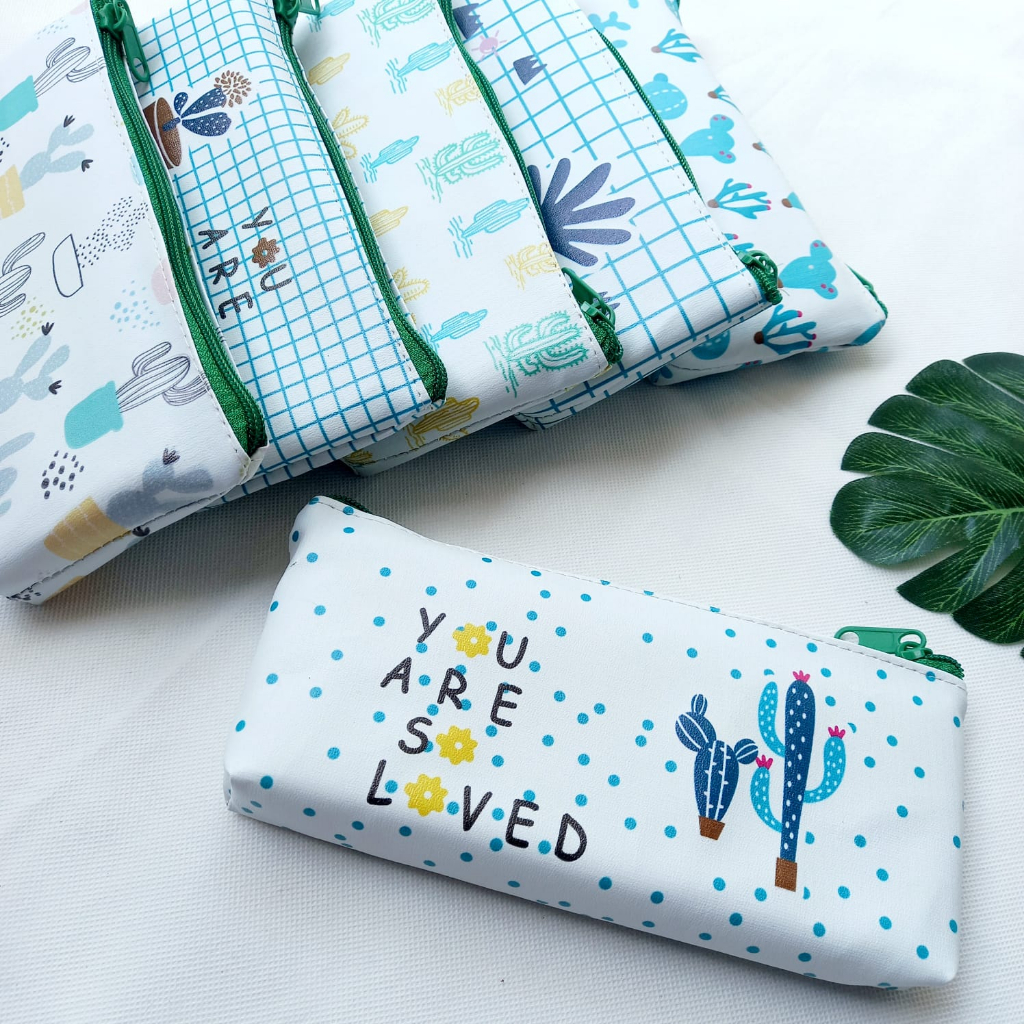 

Kotak Pensil Lucu Tepak Pensil Medium Zipper Bag Gambar Bunga Kaktus