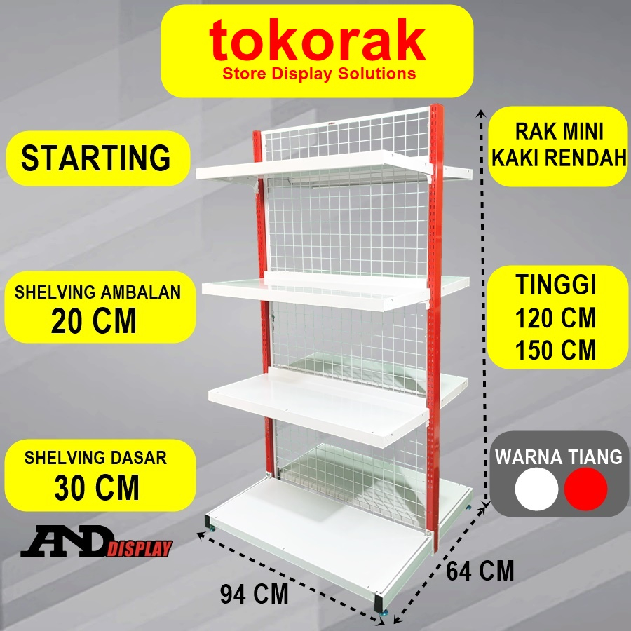 RAK MINIMARKET SUPERMARKET DOUBLE STARTING MINI 20 CM RAK GONDOLA ISLAND ANDDISPLAY