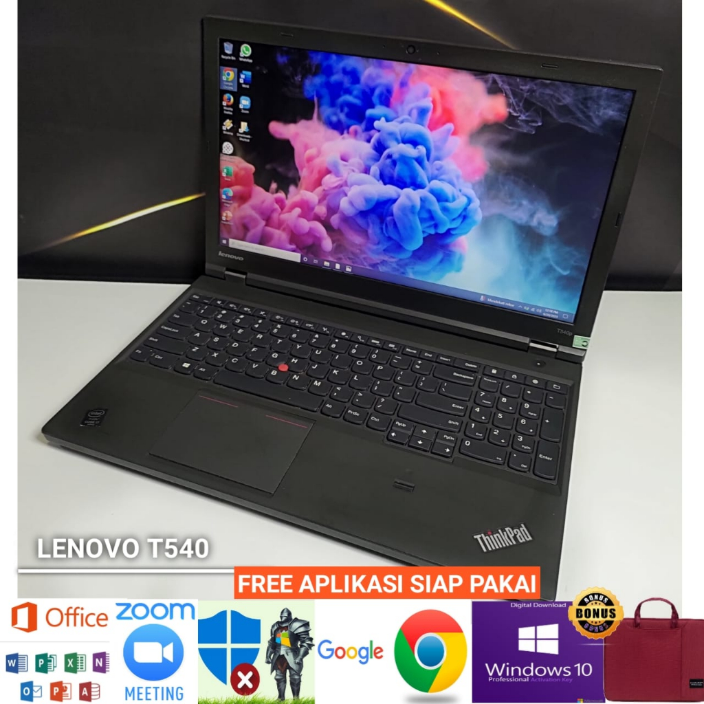 Laptop Lenovo T540 intel core i7 DUAL VGA NVIDIA ram 8gb SSD 256gb - windows 10 siap pakai