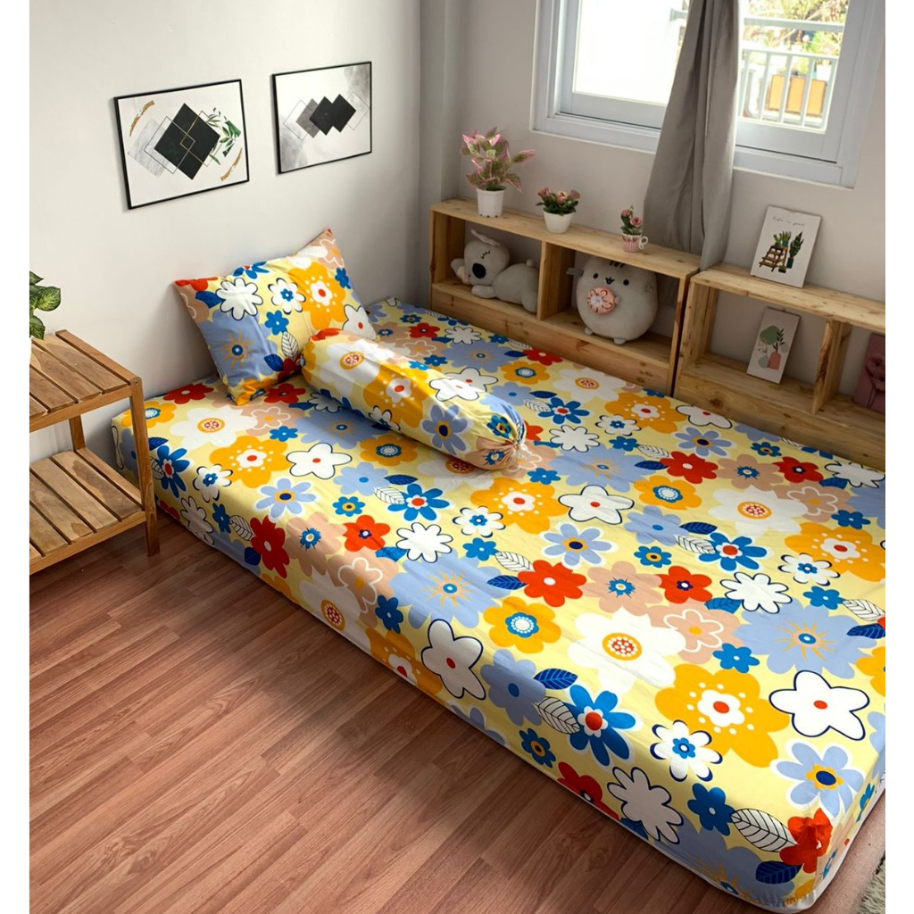 SPREI SIZE 200X200 TINGGI 30 SUDUT KARET (2 BANTAL+2GULING)