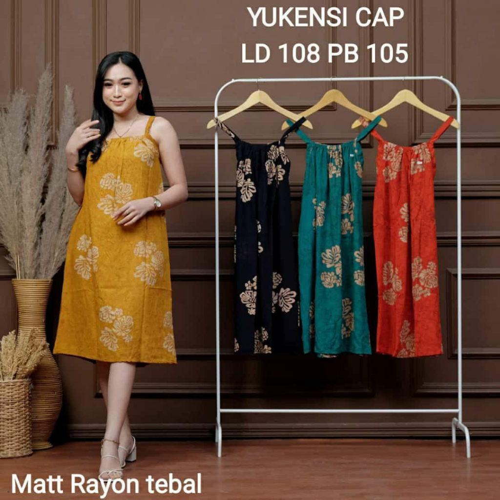 yukensi daster rayon seksi batik cap baju santai tanpa lengan kupu LD 110 XL