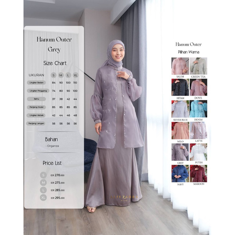 Hanum outer grey uk S - Alfizahrahijab brand