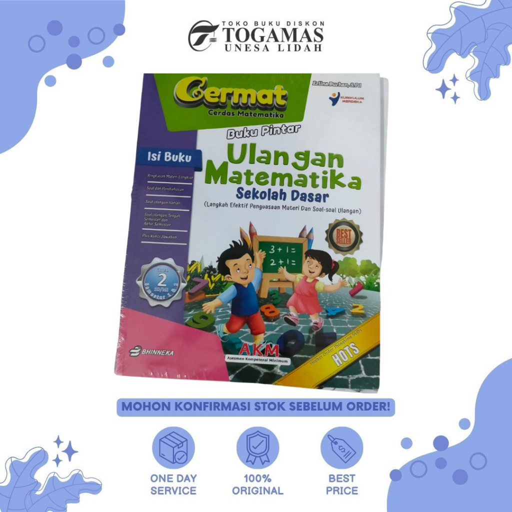 CERMAT: BUKU PINTAR ULANGAN MATEMATIKA KURIKULUM MERDEKA SD 2,5 SMT 1 &amp; 2 + KUNCI JAWABAN