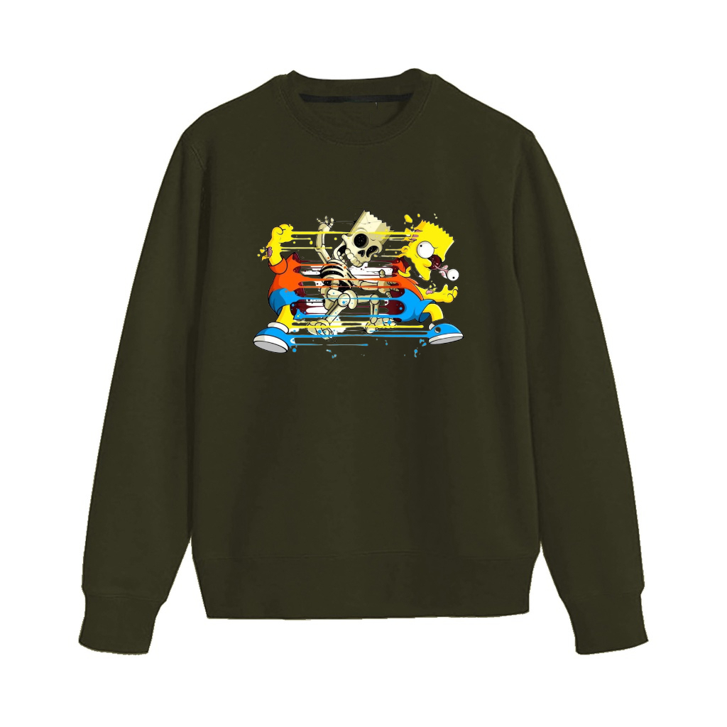 Sweater Crewneck Pria Wanita Black Simpsons-sweater Estetik pria wanita terbaru-sweater distro pria wanita