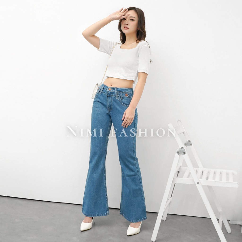 NIMI - Jeans Cutbray Highwaist Celana Hw Loose Jeans Valen