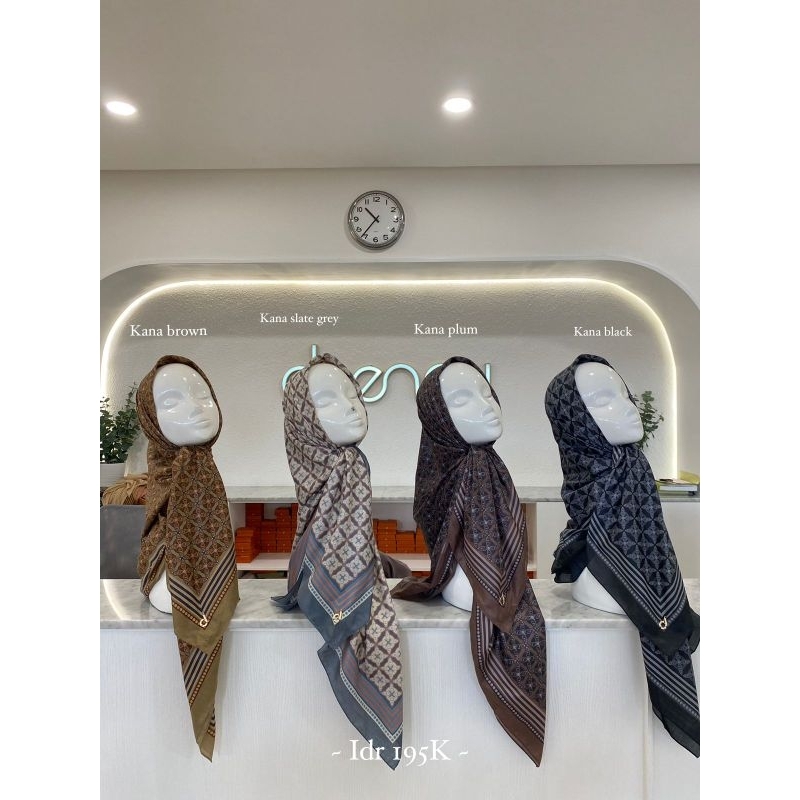 DEENAY KANA SERIES ORIGINAL HIJAB SEGIEMPAT SLATE GREY | BLACK | BROWN | PLUM