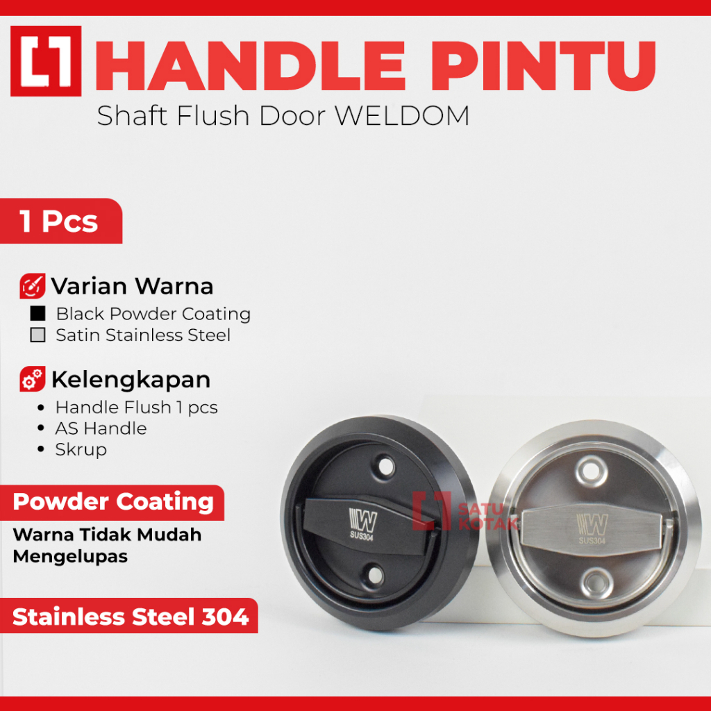 Handle Pintu Shaft Pull Plat Tarikan Bulat Flush Ring Stainless Weldom