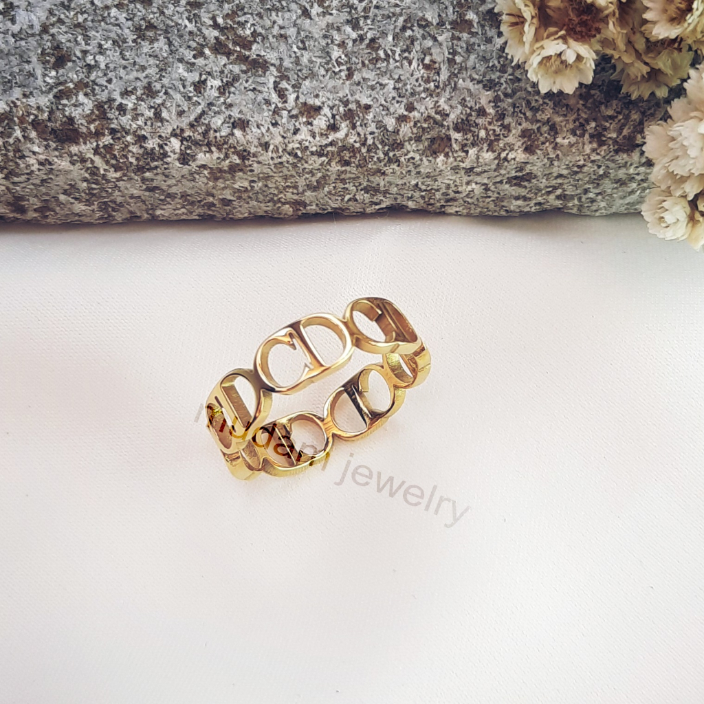 Cincin Model CD Hollow Warna Gold