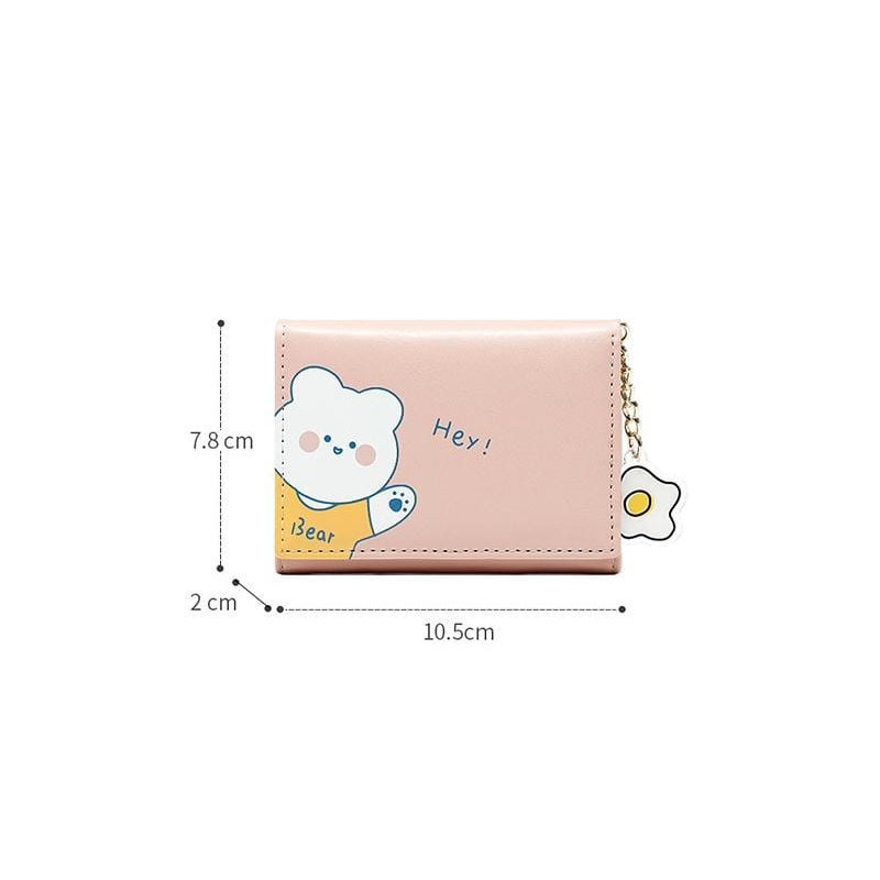 FY Dompet Lipat Wanita Dompet Lipat Mini Karakter Animal Free Gantungan Motif Telur