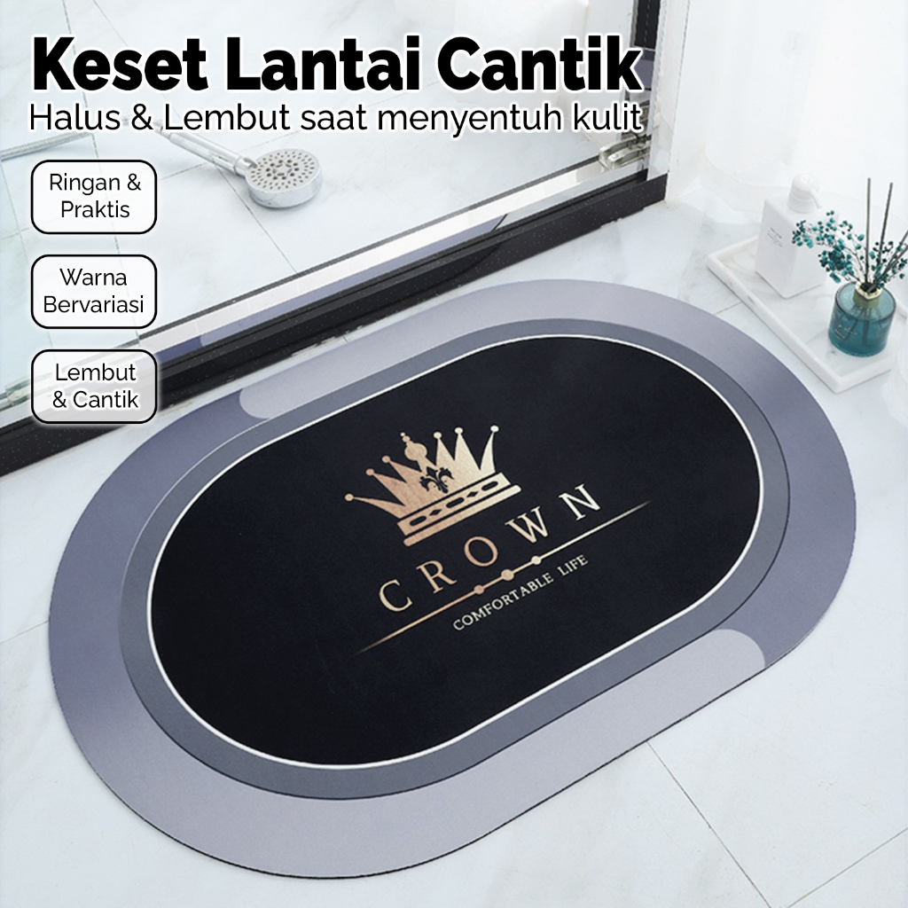 Keset Diatomite Anti Slip Keset Oval Keset Kamar Mandi Serap Air Keset Kaki Tebal 40x60cm Keset Lantai Keset Kamar Tidur Karakter - D2A1