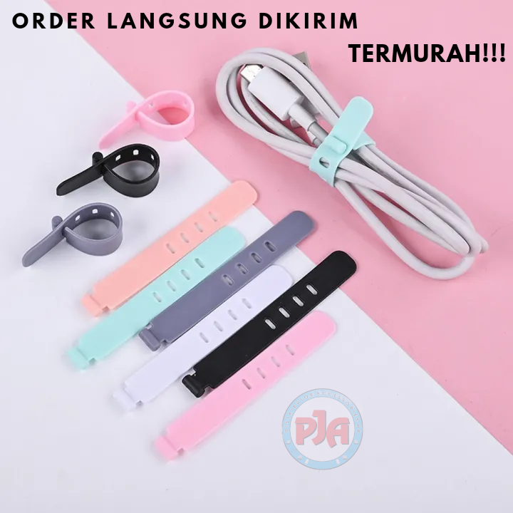 Pengikat Kabel Penggulung Penjepit Perapih Clip Kabel Cable Cord Holder Macaron Murah Pandawajayaacc