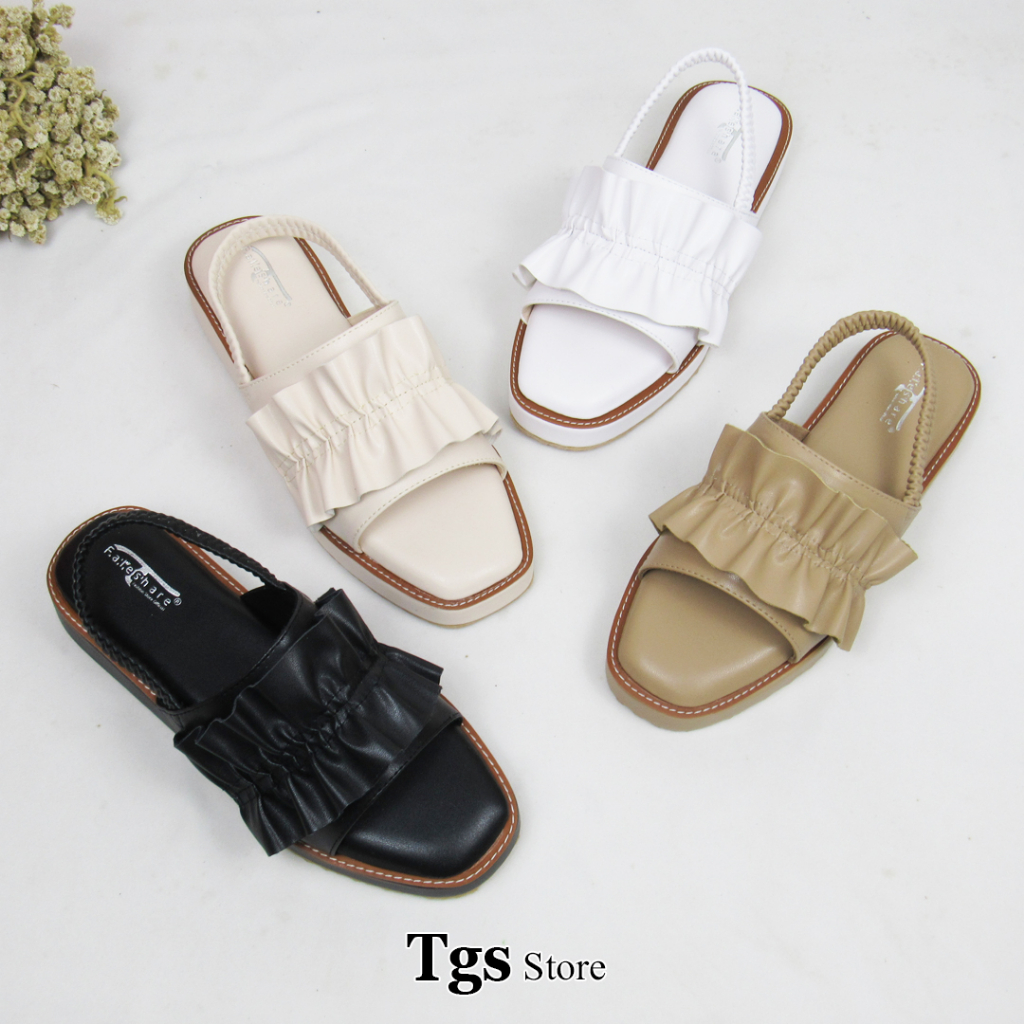 Sandal Slop Wanita Tali Kerut NJ 01