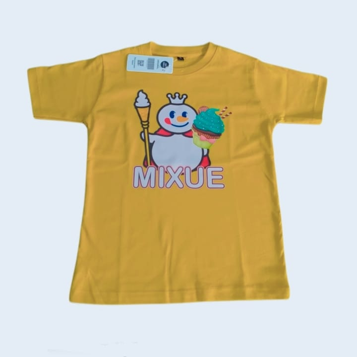 Kaos sablon dtf gambar mixue unisex viral usia 1-7 tahun