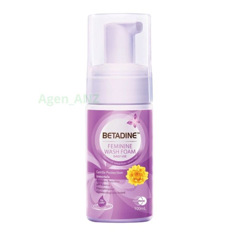 Betadine Feminine Wash Foam 100ml fresh And Active Lemon Verbena &amp; Gentle protection immortelle Betadine Feminine Wash Natural Daun sirih 110ml Radiance Blossom Firming Floral Betadine Feminine Hygiene pavidone lodine 10% 60ml