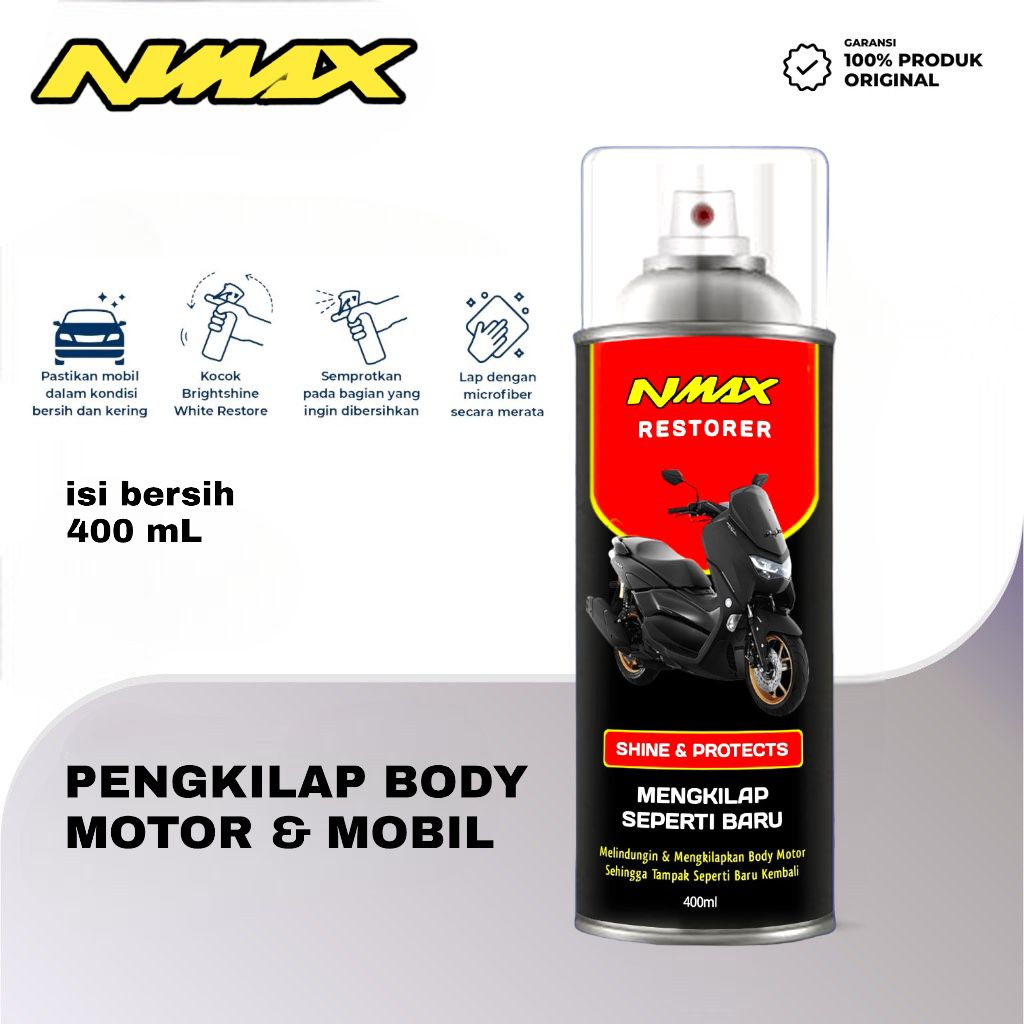 Paket Hemat 2 Botol Nmax RESTORER (Pengkilap &amp; Penghitam Body Motor / Mobil / Ban) Free Lap Back To New Restorer