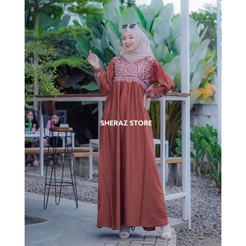 Gamis Bordir Jumbo Ld 120 130 140 SAKILA MAXI S M L XL XXL XXXL 5L Bahan Polo Linen Premium Terbaru