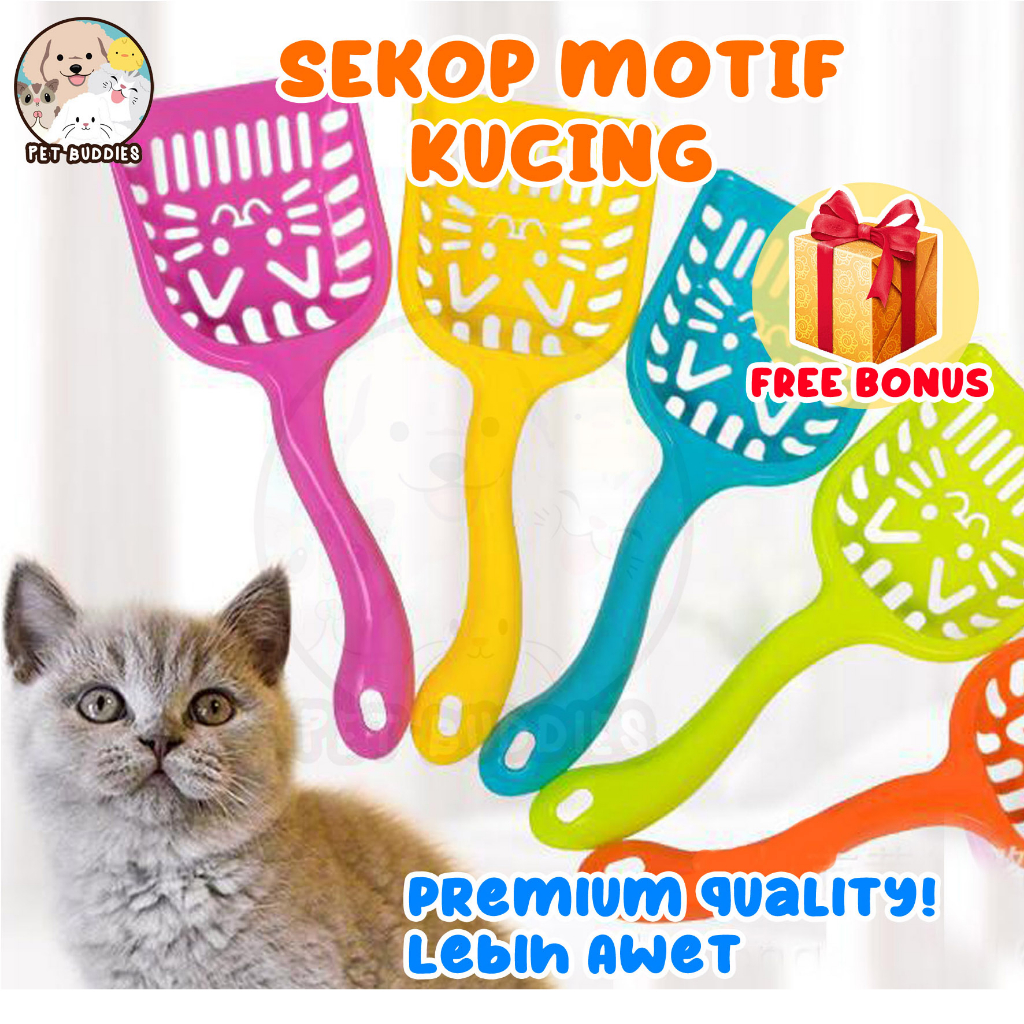 [FREE BONUS]Serokan Motif Kucing Panjang Sekop Kotoran/Pasir Cat Litter