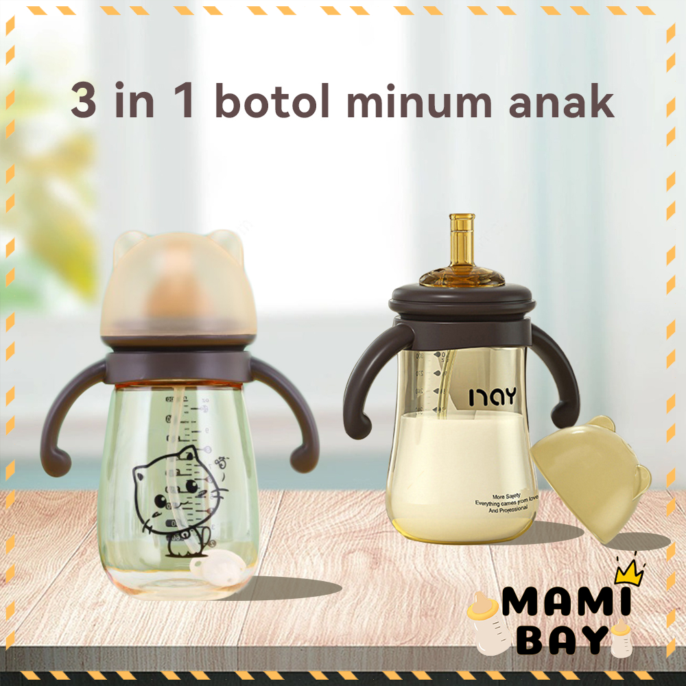 Mamibayi 3In1 Botol Susu Bayi Model Beruang Anti Kolik Botol Minum Anak Bayi