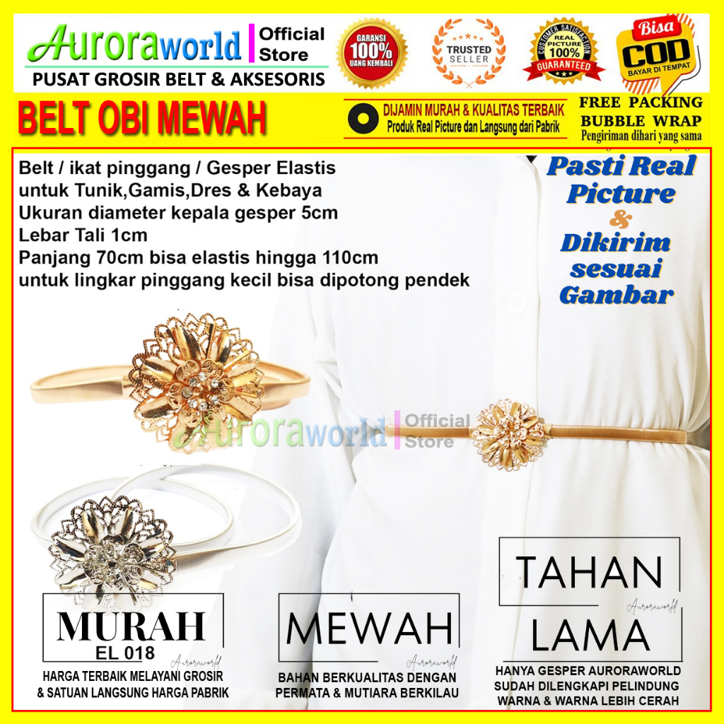 AURORAWORLD BELT ELASTIS GESPER WANITA ELASTIS UNTUK DRESS KEMEJA GAMIS TUNIK