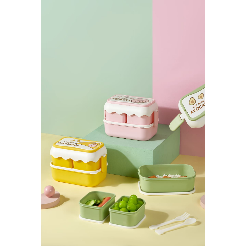 LUNCHBOX//KOTAK MAKAN PERSEGI DUA TINGKAT KD6363