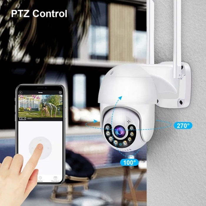 IPCAM - IP Camera Outdoor ICSEE 1080P PTZ Speed Dome Wireless Pan Tilt, 4 Infrared &amp; 4 LED