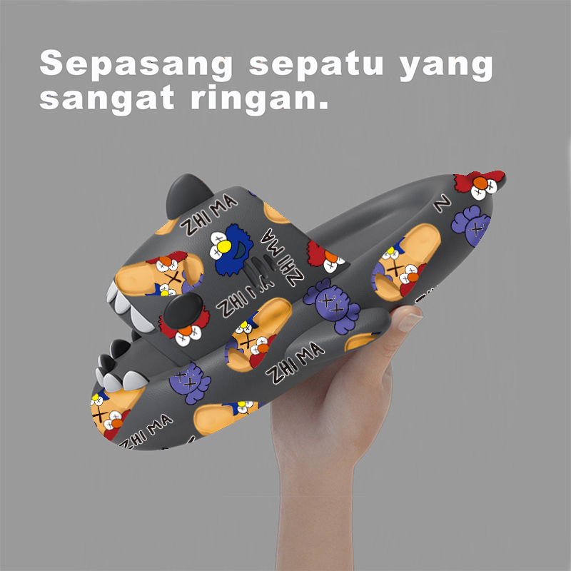 2023 KOMIN-Sandal Hiu Sendal Shark Dewasa Sesame Street Sandal Rumah Eva Lembut Ringan Nyaman Sandal Pasangan Korea Selatan Dalam Kamar Mandi SIZE 36-45