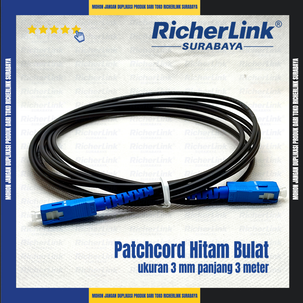 Patchcord Bulat SC-UPC 3 mm 3 Meter - Hitam Outdoor (Jolink)