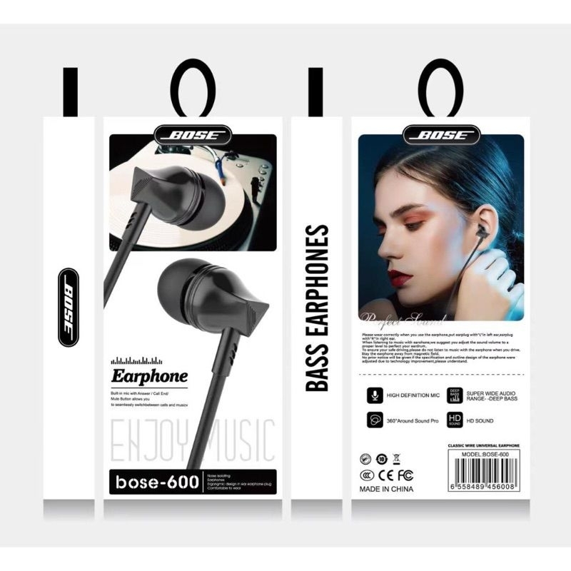 Hf Handsfree Headset Bose-600 Super Bass Suara Bagus