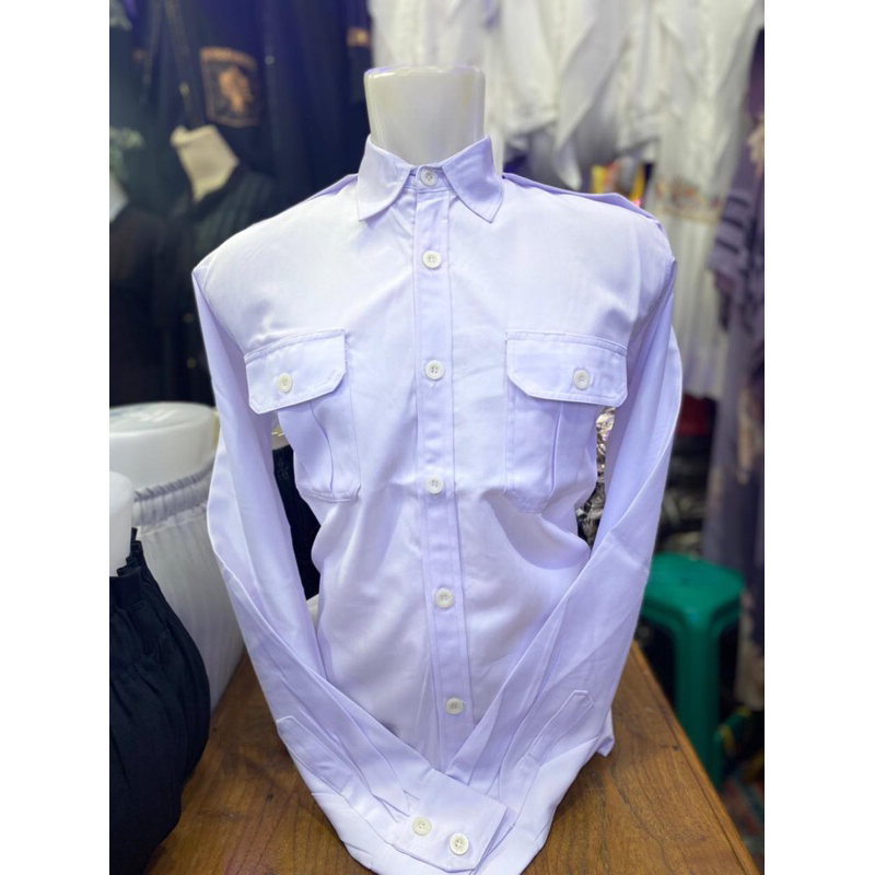 LICHANDRA PUTIH KANTONG DADA/BAJU KERJA ASN LENGAN PANJANG PRIA/BAJU DINAS ASN