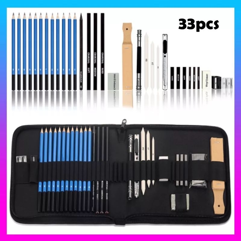 

set pensil sketsa 33 pcs hemat lebay