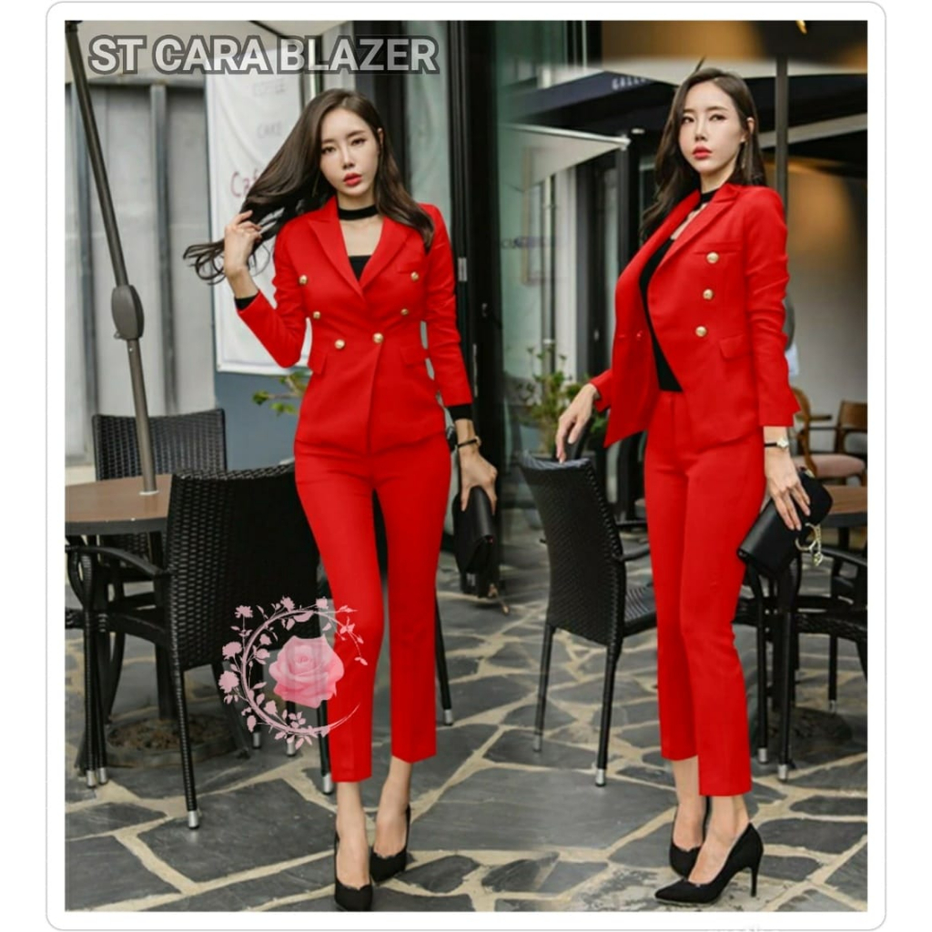 SETELAN CARA BLAZER DAN CELANA PANJANG / BUSANA KANTOR / PAKAIAN KASUAL WANITA GOOD QUALITY