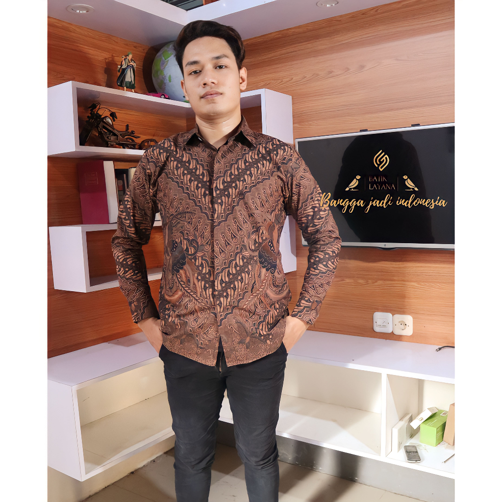 Kemeja Batik Layana Motif Dwipamda Coklat Slimfit Modern Premium Terlaris