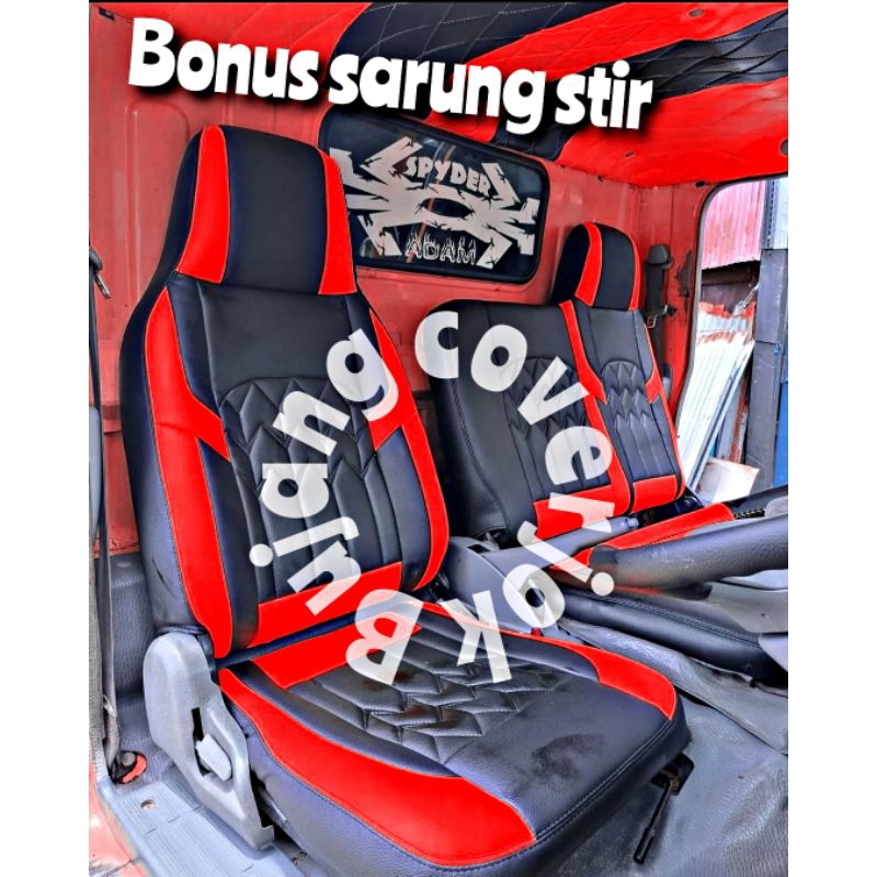 Sarung jok mobil truk ragasa 120 ps motif terbaru Bonus sarung stir - Cover sarung jok mobil truk ra