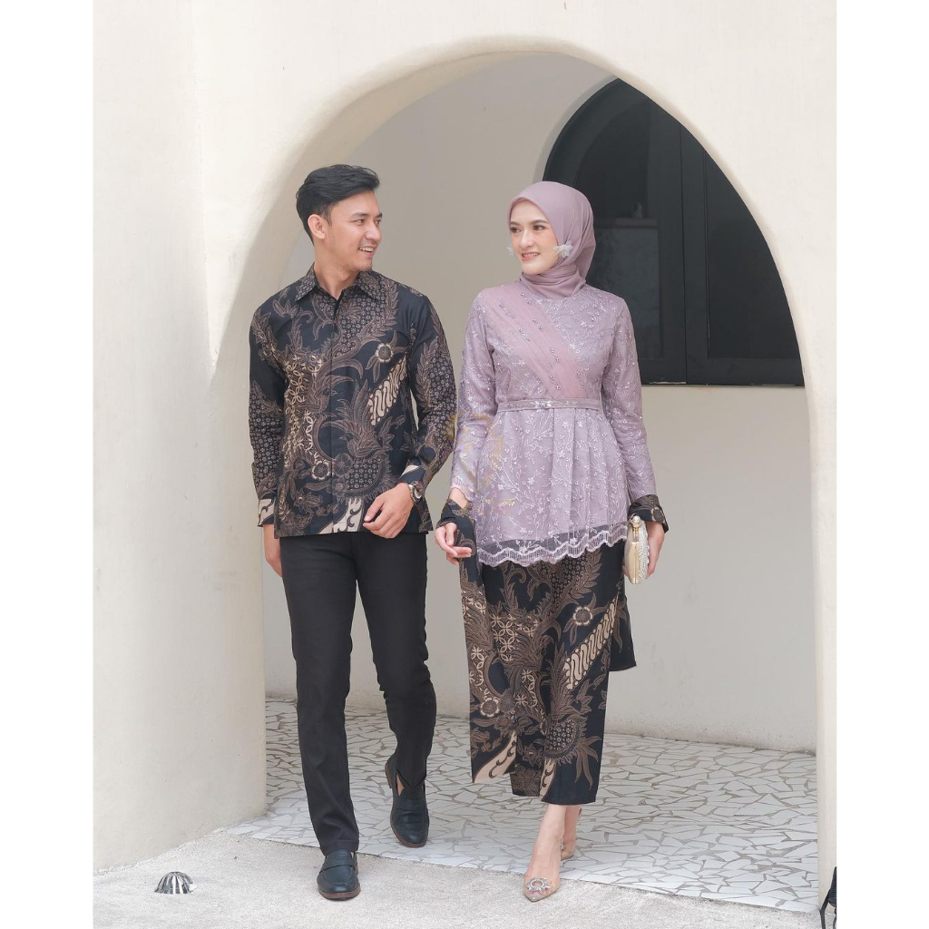 Kebaya Wisuda Modern Couple Tunangan Lamaran Kondangan Set Batik Couple Brukat Terbaru