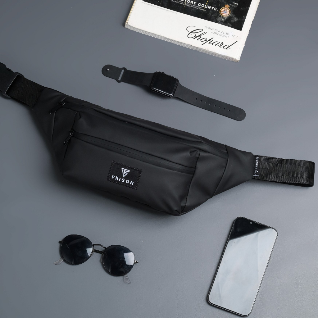 Prison Bundling Waistbag Pria Waterproof dan Dompet Pria Original | Eldoge Black Clif