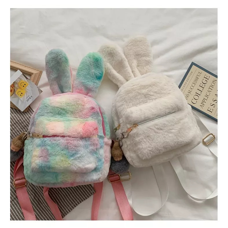 Tas Ransel Bulu Halus Wanita BESTIE RABBIT Tas Lucu Bulu Lembut Tas Perempuan