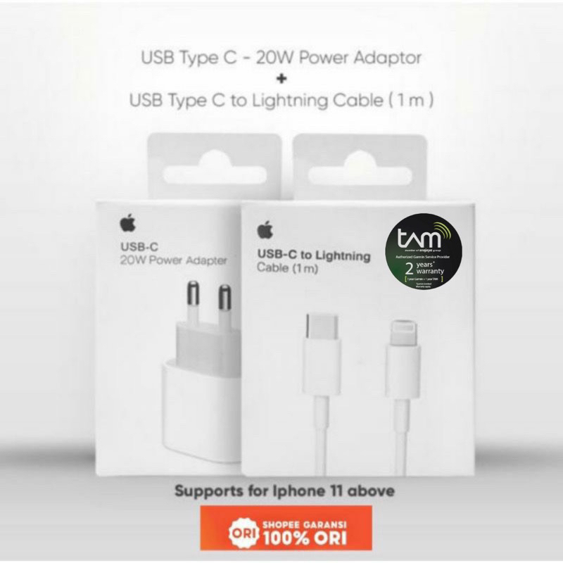 charger adapter type c + usb cable original garansi ibox tam