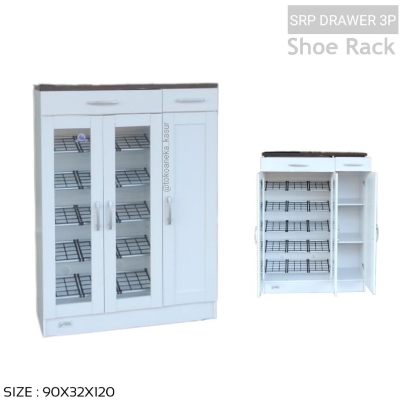 KHUSUS DENPASAR-BALI.Rak Sepatu 3 Pintu 2 Laci Type RSP Drawwr 3P