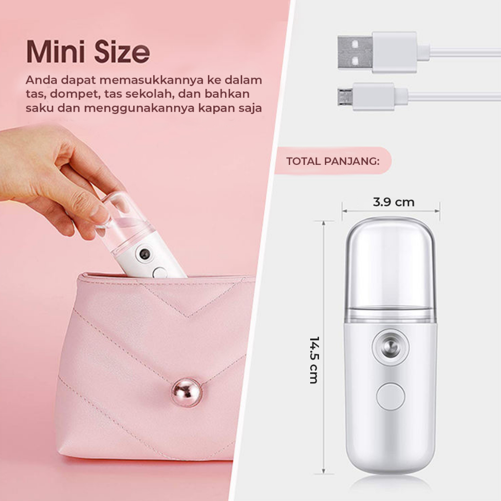 Nano Spray Portable Mini USB Pelembab Kulit Mist Sprayer Perawatan Wajah NS - XOBOX