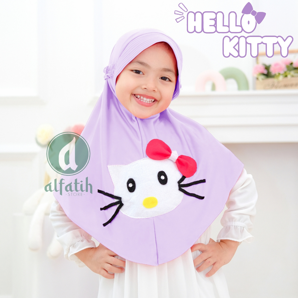 JILBAB ANAK TK - SD HELLO KITTY / HELLO KITTY / JILBAB ANAK USIA 4-7 TAHUN / PAKAIAN MUSLIM ANAK PEREMPUAN / KERUDUNG ANAK TK / HIJAB ANAK TK-SD KHIMAR ANAK