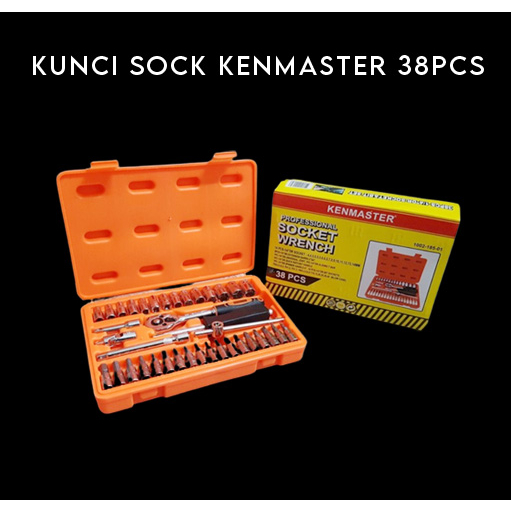 Kenmaster Socket Wrench Set 38pcs Kunci Shock Sok 38 Biji